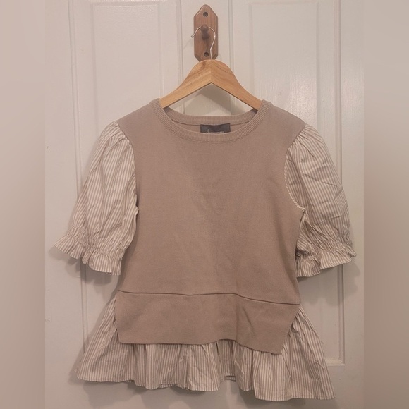 Anthropologie Short Sleeve Peplum Top Size Extra Small XS - Picture 1 of 7